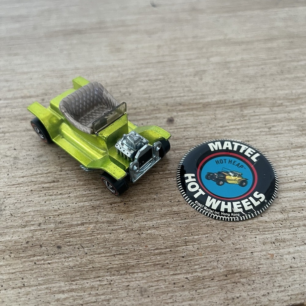 Hot Wheels Redline Hot Heap Lime Green 1968 USA Spectraflame w/ Button Vintage